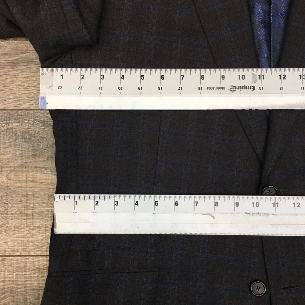 Mens BESPOKE Suit 2‎ Piece Jacket Pants Blazer Sport Coat Size 44L Wool Classic